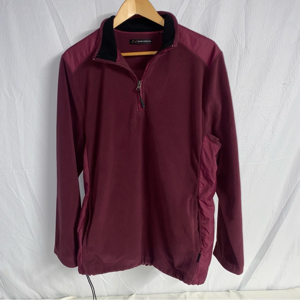 Greg Norman 1/4 Zip Micro Fleece Pullover, Size Medium, Burgundy